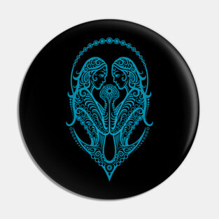 Blue Gemini Zodiac Sign Pin