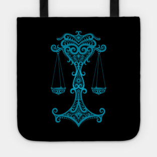 Blue Libra Zodiac Sign Tote