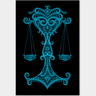 Blue Libra Zodiac Sign Posters and Art