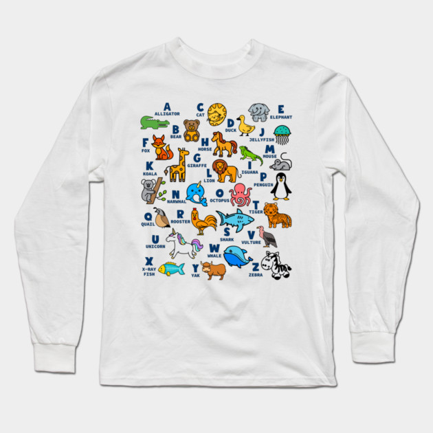 Alphabet Animal ABCs Learning Long Sleeve T-Shirt by MadeByBono