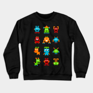 Funny Pixel Monster Creatures Crewneck Sweatshirt