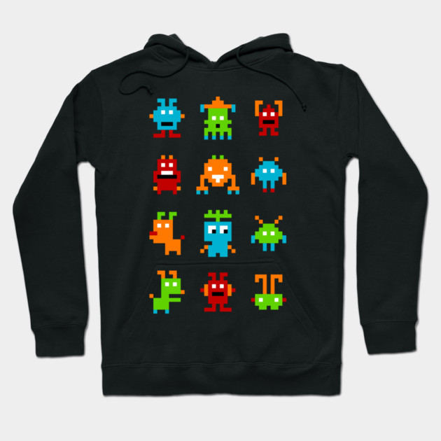 Funny Pixel Monster Creatures Hoodie by MadeByBono