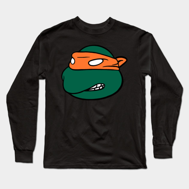 1988 TMNT Michelangelo Action Figure Head Long Sleeve T-Shirt by The Adult Nerd