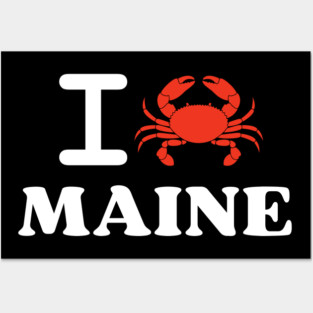 I Love Maine Crab Shellfish National Seafood Month Posters and Art
