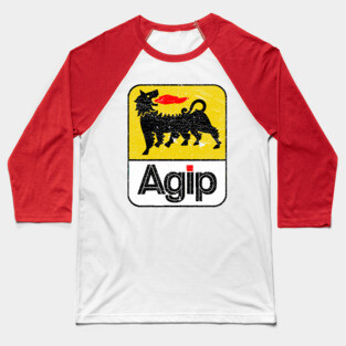 AGIP Azienda Generale Italiana Petroli / Faded Vintage Style Baseball T-Shirt