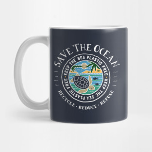 Save The Ocean Keep The Sea Plastic Free Turtle Mug