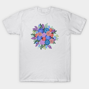 Red, Purple and Blue Floral bouquet T-Shirt