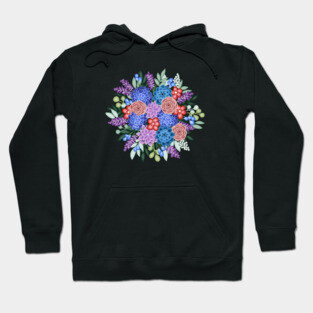 Red, Purple and Blue Floral bouquet Hoodie