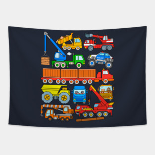 Truck Lorry Heavy Hauler Construction Trucks Kids Boys Girls Tapestry