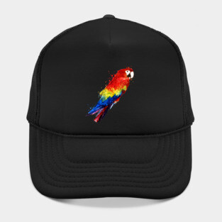 Dramabite Watercolor scarlet macaw parrot animal bird artistic Hat