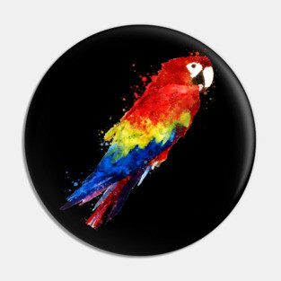 Dramabite Watercolor scarlet macaw parrot animal bird artistic Pin