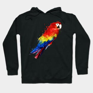 Dramabite Watercolor scarlet macaw parrot animal bird artistic Hoodie