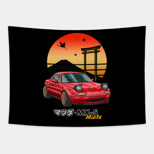 Red MX5 Miata JDM Legend Tapestry