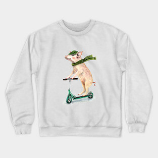 Piggy on a scooter Crewneck Sweatshirt