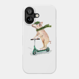 Piggy on a scooter Phone Case