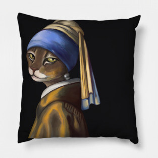 Bengal Cat with pearl earring Pillow