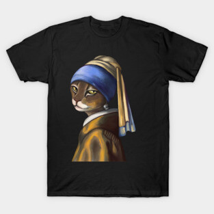 Bengal Cat with pearl earring T-Shirt