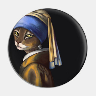 Bengal Cat with pearl earring Pin