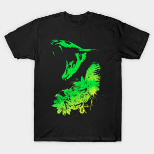 Cobra and Flowers - Green T-Shirt