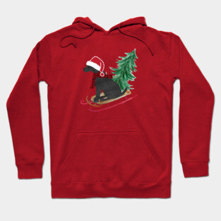 Black Lab Christmas Sled Hoodie