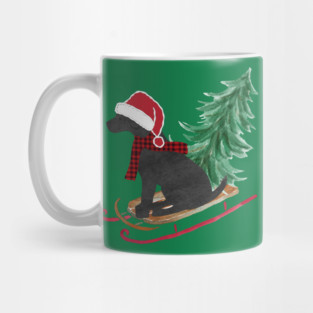 Black Lab Christmas Sled Mug