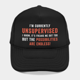 I'm Currently Unsupervised But The Possibilities Are Endless Hat