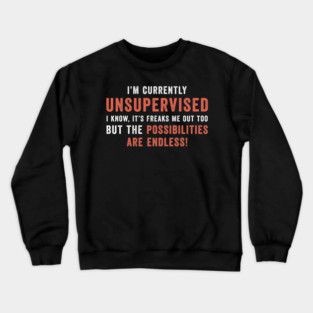 I'm Currently Unsupervised But The Possibilities Are Endless Crewneck Sweatshirt