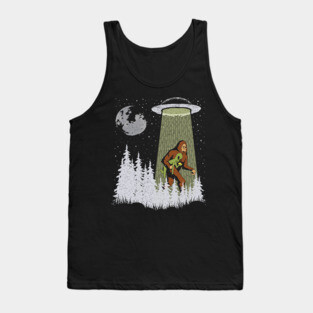 Funny Bigfoot And Alien Eating Tacos! Sasquatch Ufo Tank Top
