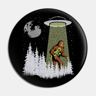 Funny Bigfoot And Alien Eating Tacos! Sasquatch Ufo Pin