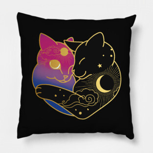 Bisexual Celestial Cat Heart Pillow