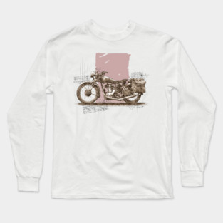 Royal Enfield Motorbike Sketch Drawing Long Sleeve T-Shirt