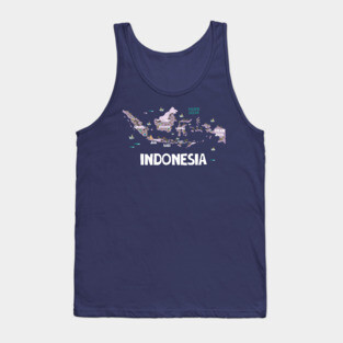 Indonesia Illustrated Map Tank Top