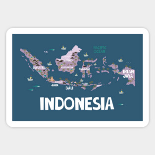 Indonesia Illustrated Map Sticker