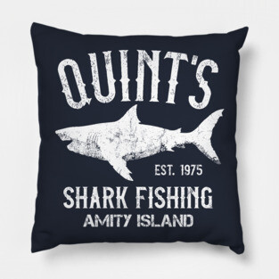 Quint's Shark Fishing - Amity Island 1975 Vintage T-Shirt Pillow
