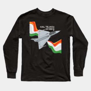 HAL Tejas Indian Fighter Fighterjet Aircraft India Pride Long Sleeve T-Shirt