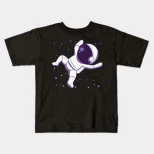Floating Baby Astronaut Drawing Cartoon Space Design Kids T-Shirt