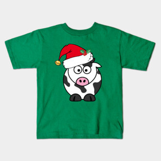 Cute Christmas Cow Kids T-Shirt