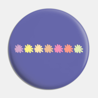 FRONT AND BACK PRINT Multi Color Daisy Flower Graphic Art Pin
