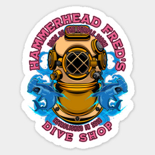 Typhoon Lagoon Hammerhead Fred's Dive Shop Bar Sticker