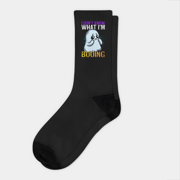 Funny Ghost I Don't Know What I'm Booing Halloween Socks by belownormal