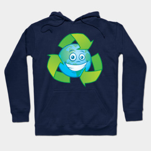 Planet Earth Recycle Cartoon Character Hoodie