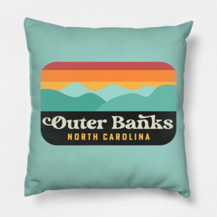 Outer Banks NC Retro OBX North Carolina Pillow