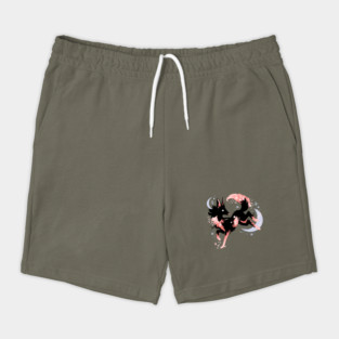 Cherry Blossom Wolf Drawing Shorts