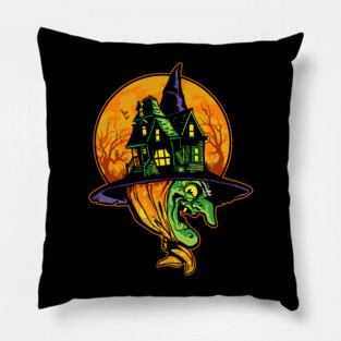 Halloween Haunted House Witch Pillow