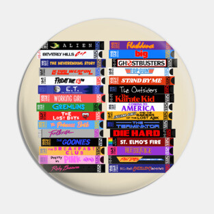 Retro 80s Movies VHS Stacks Pin