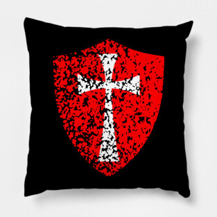 Knight Templar Crusader Distressed Red Cross Pillow