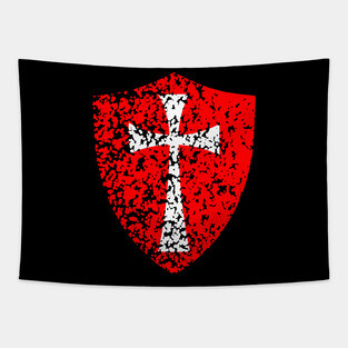 Knight Templar Crusader Distressed Red Cross Tapestry