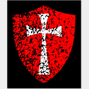 Knight Templar Crusader Distressed Red Cross Posters and Art