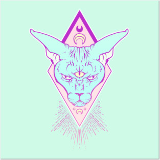 Magic Sphynx Cat With Third Eye Posters and Art