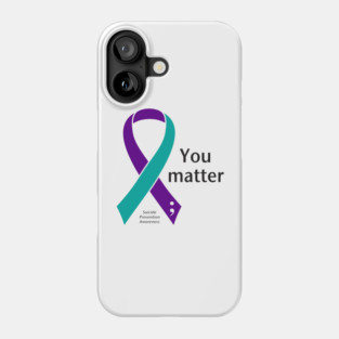 Suicide prevention: You matter ribbon, black type Phone Case